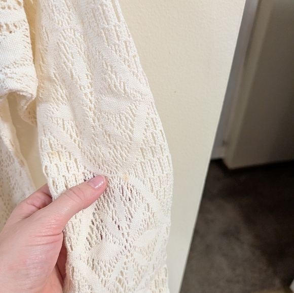 Paris Sport Club Sheer Knit Lace Top Women’s Large Cream - Picture 4 of 5